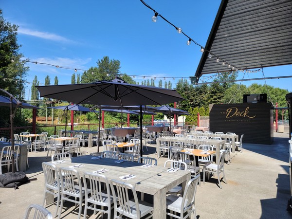 The Deck at DeLille Cellars - Restaurant Outdoor Patio Seating 