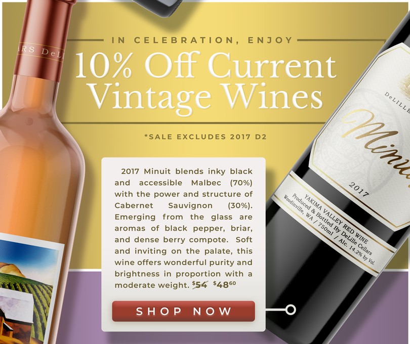In Celebration, Enjoy 10% Off All Current Vintage Wines *Excludes 2017 D2
